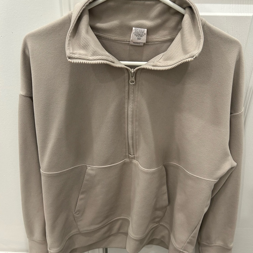 Beige Quarter-Zip Sweater